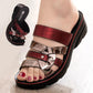 Women's Slippers Summer Hollow Wedge Heel Rhinestones Sandals Middle-aged Ladies Flat Bottom Non-slip Slippers Middle Heel Soft Sole Flip Flops