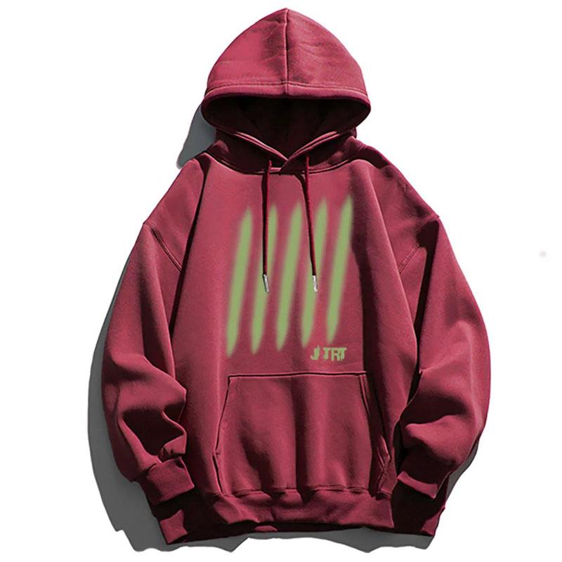 Personality Scratch Printing Winter Warm Long-sleeved Hooded Sweater Loose and Versatile Couple Jacket Men