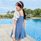 Swimsuit Women's Small Fragrant Wind Thin Belly Thin A-line Version Waist Thin Small Breasts Gathered Skirt-style Swimwear Sweet