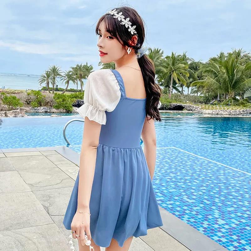 Swimsuit Women's Small Fragrant Wind Thin Belly Thin A-line Version Waist Thin Small Breasts Gathered Skirt-style Swimwear Sweet