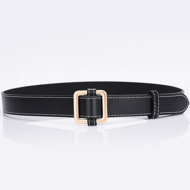 Women Girl Fashion Black PU Leather Belt High Quality Dress Jeans Belts