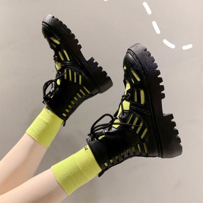 Net Red British Style Hollowed Out Increased Martin Boots Women's Summer Thin Short Boots Trendy All-match Breathable Sandals