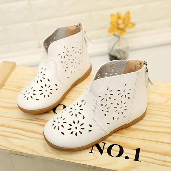 Girls Shoes Girls Spring Summer Soft Sole Low Heel Princess Shoes Solid Color Anti-slip Hollow Out Medium Top Shoes