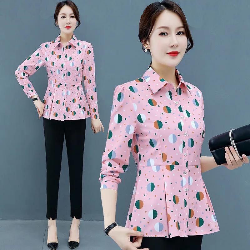 Summer Printed Button Shirt Pleated Edge Chiffon Shirt Casual T-shirt Slim Thin Cardigan Women