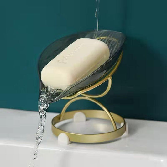 Luxury Petal Soap Dish Drain Soap Box Household Soap Rack Free Perforated Tray Storage Rack