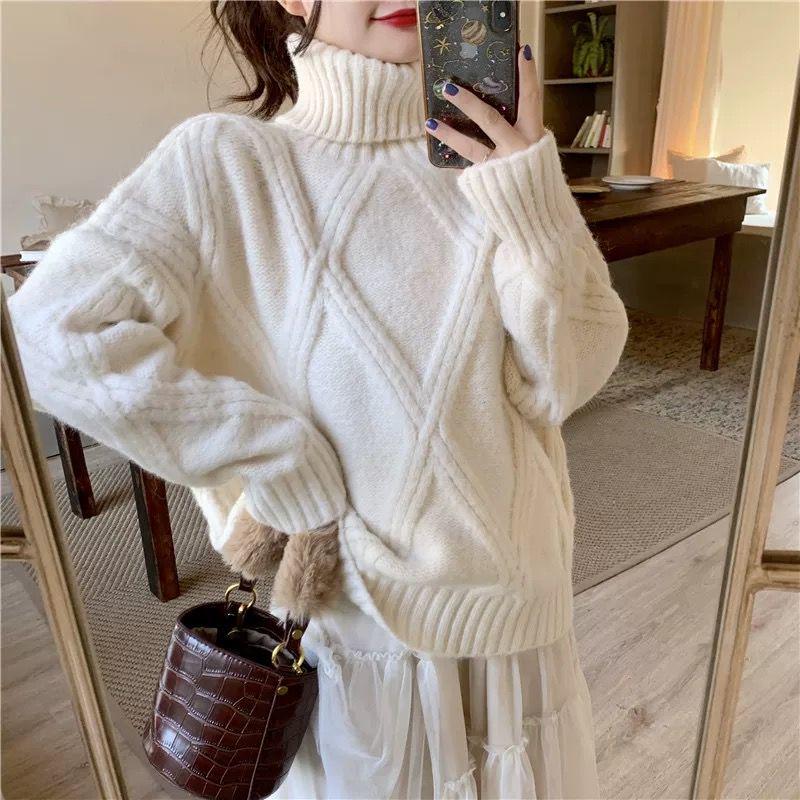Women's Pullover Sweater Loose Bottoming Sweater Wear Outside Lazy Style All-match Knitted Top
