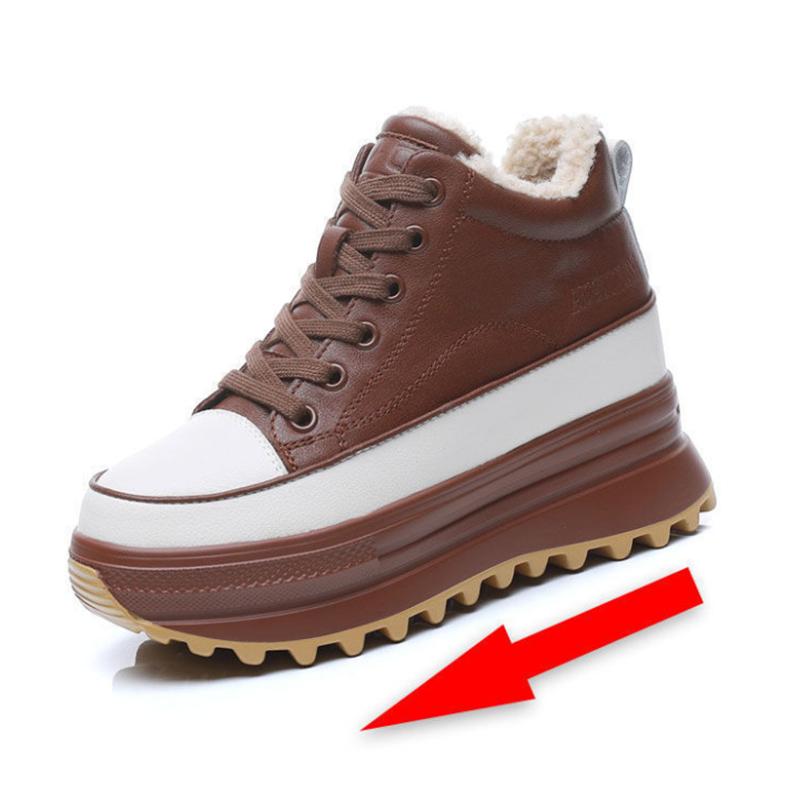 High-top Casual Shoes Women Autumn and Winter All-match Thick-soled White Shoes Sports Shoes Loose Shoes Board Shoes Plus Velvet Shoes