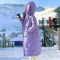 Winter Down Cotton Jacket Women's Long Over-the-knee Cotton Jacket Fluffy Fur Collar Hooded Loose Horn Button Cotton Jacket