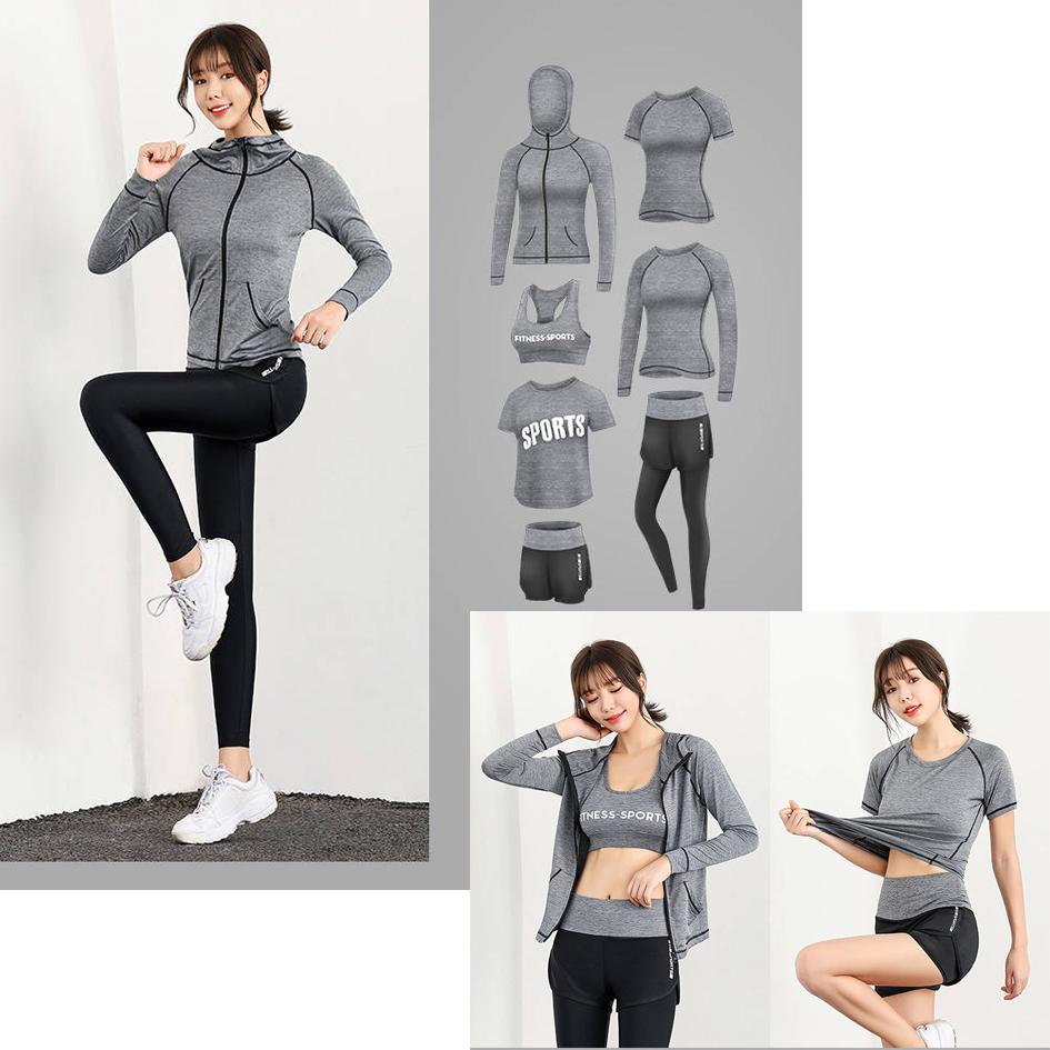 5-piece Women's Sportswear Outdoor Sports Suit Sweat-absorbent and Breathable Fitness Yoga Clothing