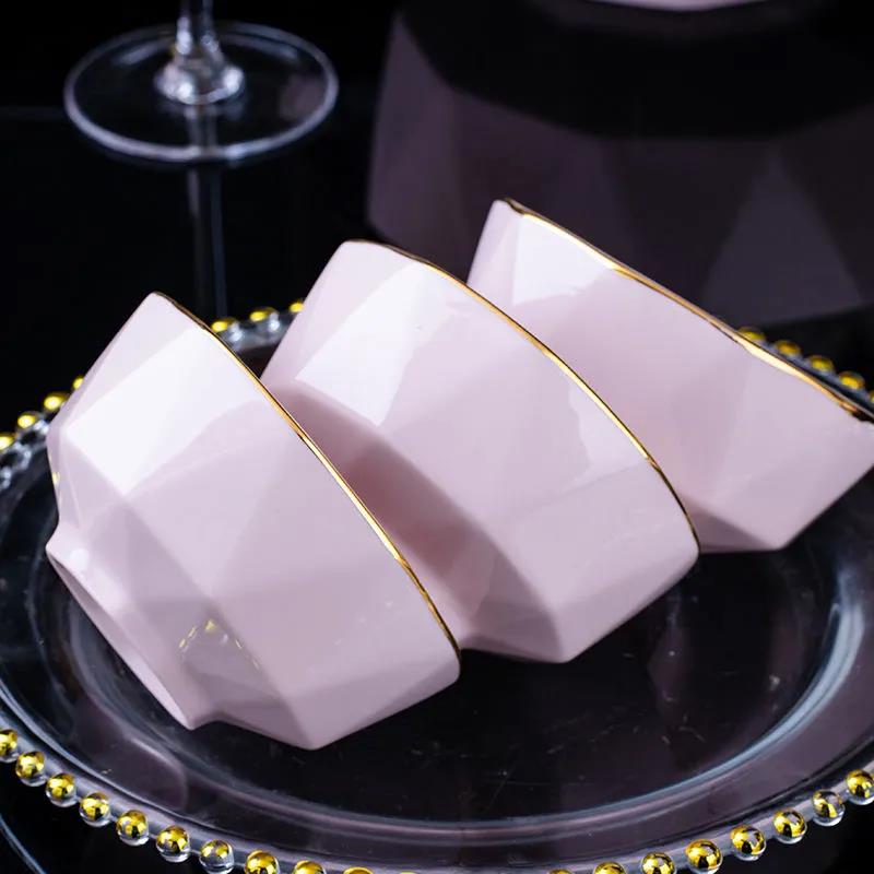 Phnom Penh Diamond Bowl Set Creative Japanese Pure Color Household Ceramic Rice Bowl Instant Noodle Bowl