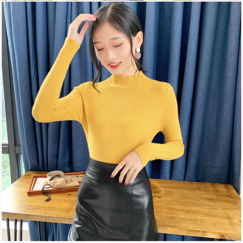 Pullover Sweater Top Women Fall/winter Inner Wear Bottoming Shirt Slim Tight-fitting Turtleneck Pullover Sweater