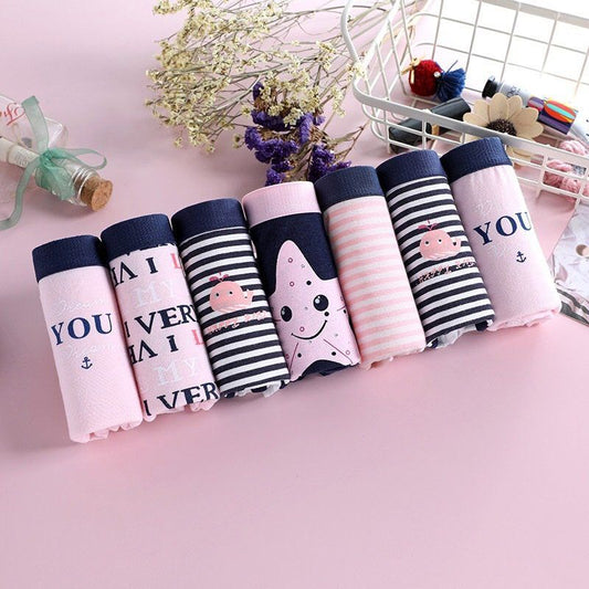 Women's Cotton Underwear 7 Pieces Women's Plus Size Underwear Student Low-rise Pants  Girls' Underwear