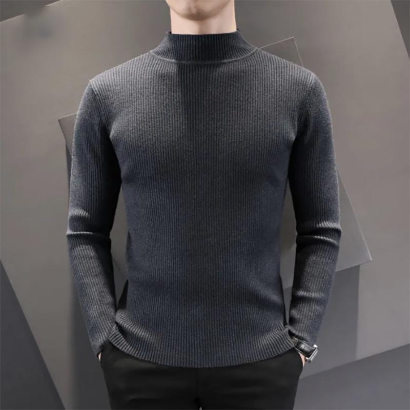 Men's Half Turtleneck Sweater Men's Thick Autumn and Winter Slim Sweater Casual Pullover Knitted Sweater