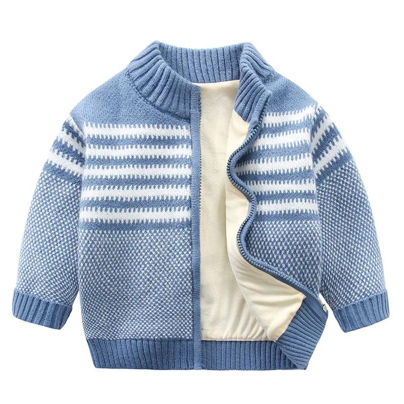 Boys Sweater Coat Autumn and Winter Children's Zipper Cardigan Baby Warm Sweater Double Layer Thickness