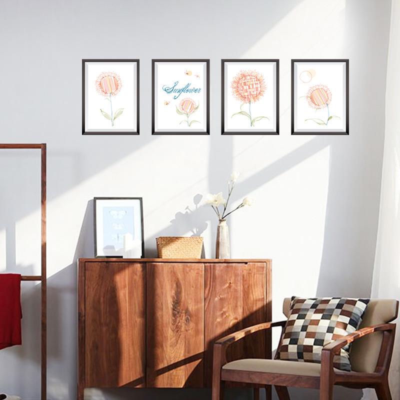 3D simulation sun flower frame wall stickers restaurant porch dining table background wall stickers