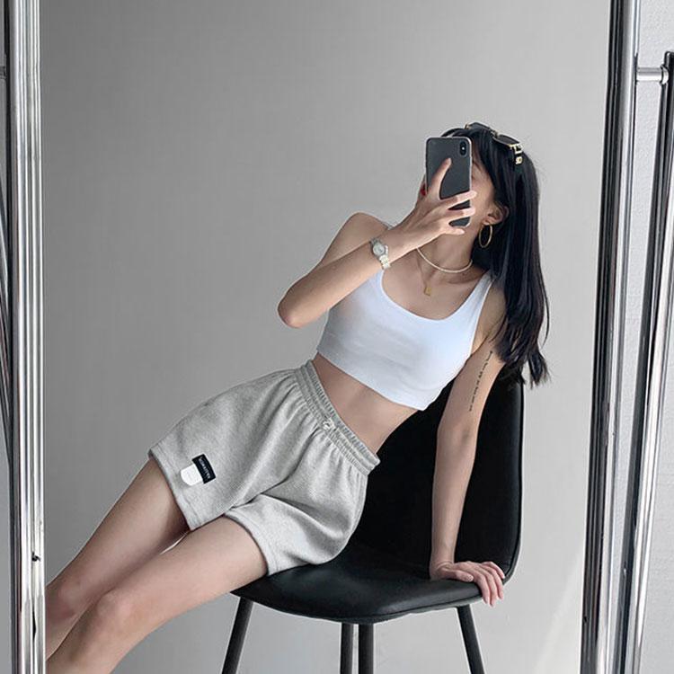 Street Letter Labeling Sports Shorts Women's High Waist Drawstring Thin Wide Leg Short Pants Loose Casual Three-point Pants Running Shorts for Girl