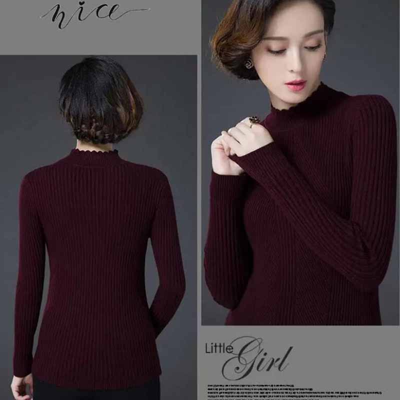 Winter Women's Woolen Sweater  Thickened Warm Turtleneck Sweater Slim Cashmere Sweater Jumper Tops