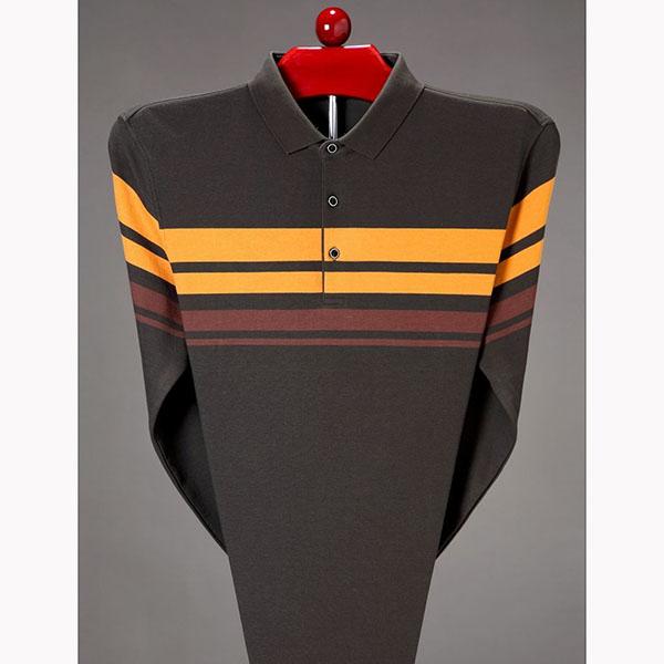 Spring and Autumn Lapel Striped Long Sleeve T-Shirt Men's Thin Cotton Loose Polo Shirt Casual Business Top