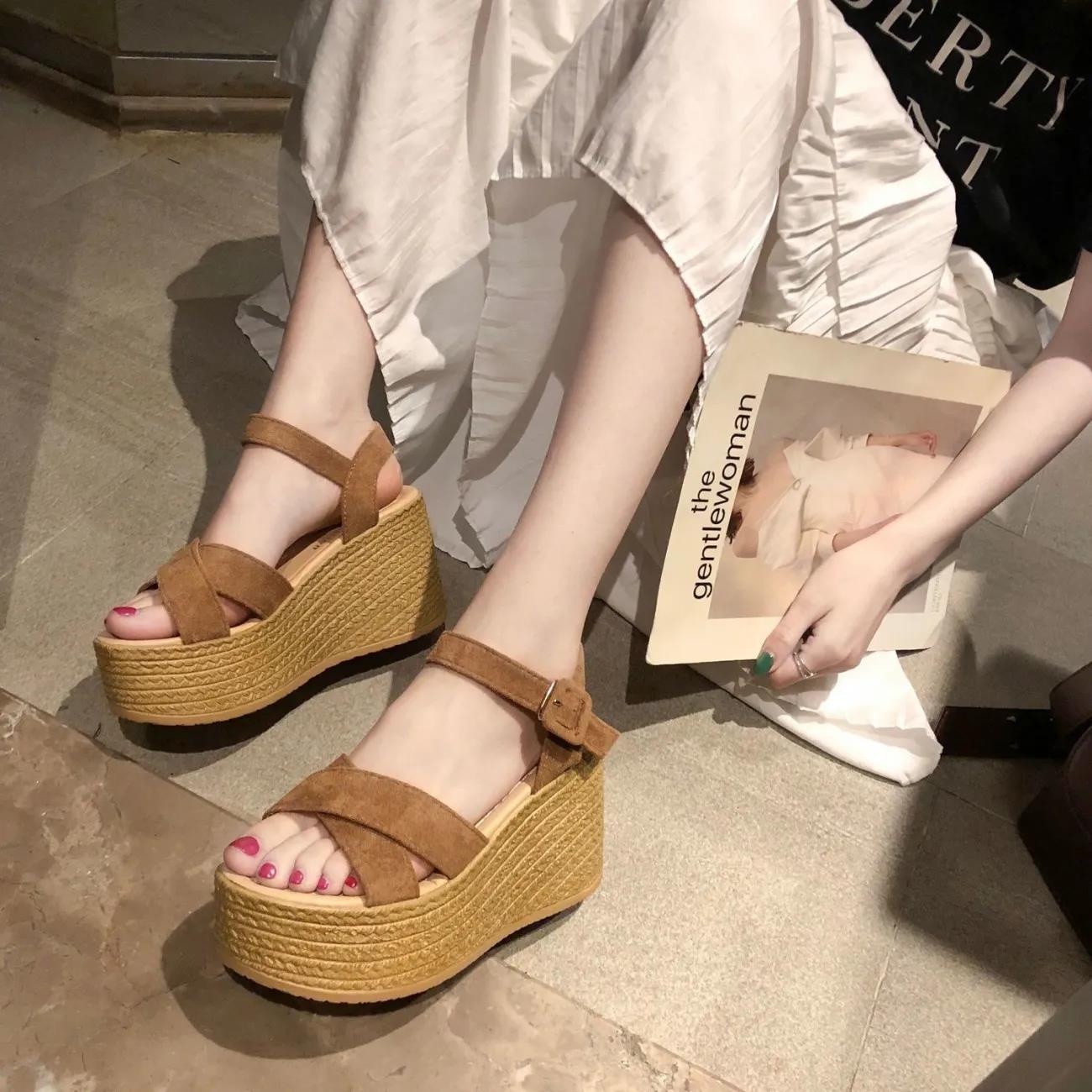 Women's Vintage Party High Heels Sandals Summer Sandals Wedges Heeled Cool Shoes Casual Versatile Club Non-slip Roman Sandals