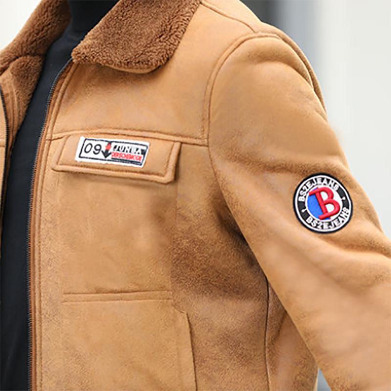 Autumn and Winter Jackets Plus Fur and Plus Velvet Trend All-match Leather Jacket Jacket Men's Lamb Fur Coats