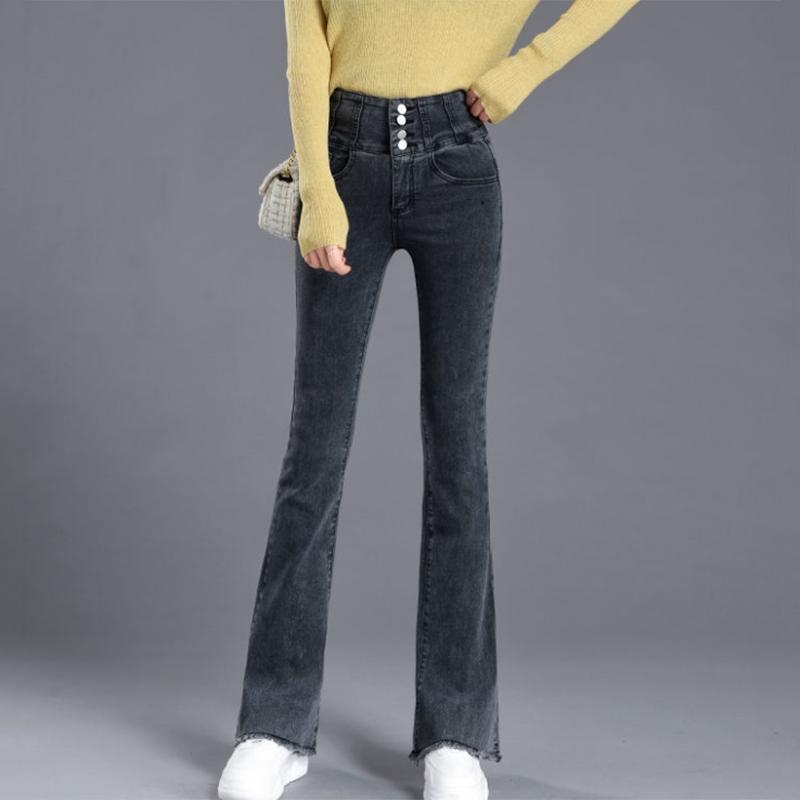 WTEMPO Flare Jeans High Waist Summer Women Casual Ladies Long Pants Bell Bottoms Jeans Denim Trousers