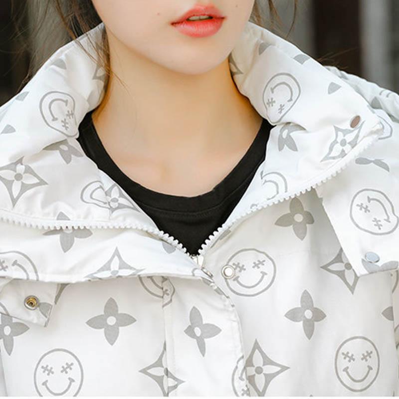 WTEMPO Winter Down Jacket Women Mid-length Hair Luminous Loose Fashion White Duck Down Jacket