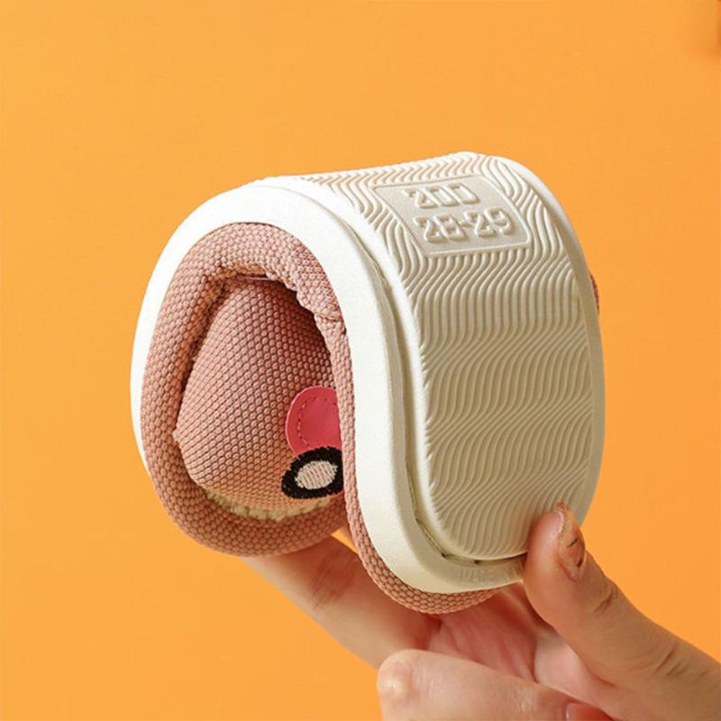 Children's Cartoon Men and Women Baby Spring and Summer Korean Version of Linen Indoor and Outdoor Home Sliding Children Sandals and Slippers