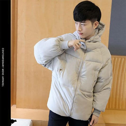 Thick Hooded Jacket Winter Men's Warm Down Down Padded Jacket Youth Loose Couple Cotton Jacket