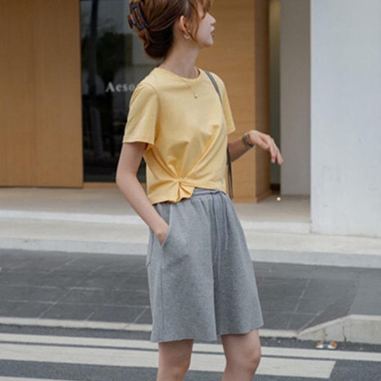 Women Ladies Summer Personality Tops button Irregular Loose Short Sleeve Short T-shirt Blouse