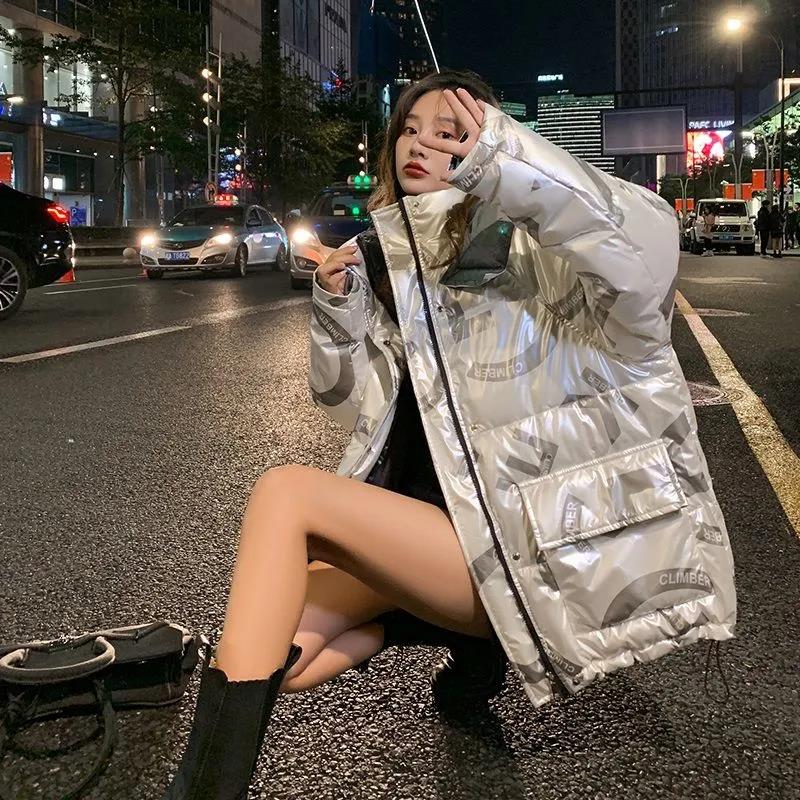 Down Jacket Women Casual All-match White Windbreaker Velvet Stand-up Collar Warm Jacket