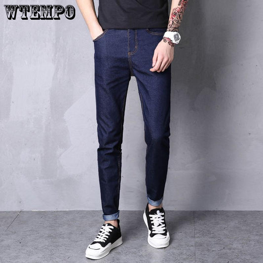 Denim Pants Fashion Jeans Men's Straight Slim Casual Pants Denim Skinny Trousers