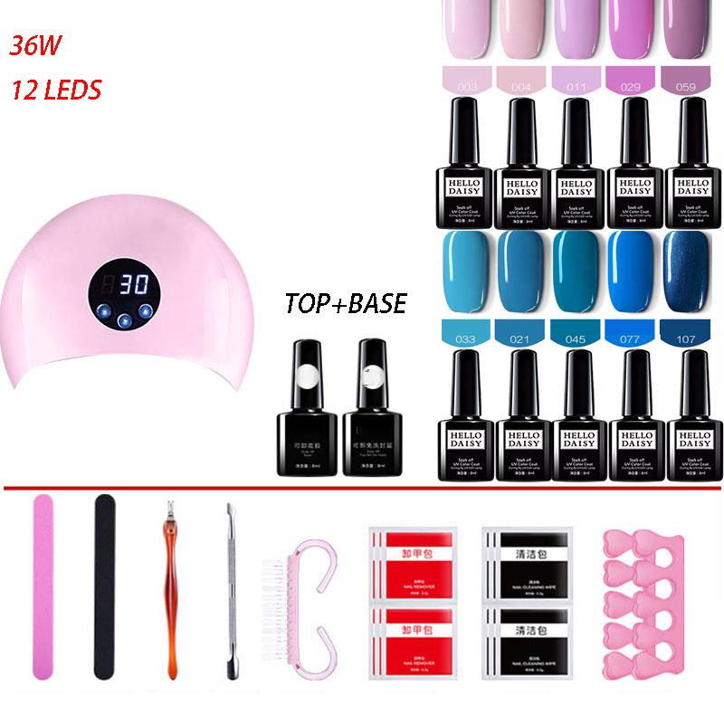 UV Lamp For Nail UV Gel Nail Polish Kit Manicure Machine Art Tools Set Top Base Varnish