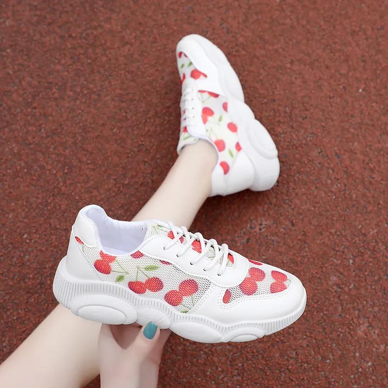 Cherry Shoes Female Students Korean Version of Breathable Net Shoes Female Cubs Sports Daddy Shoes