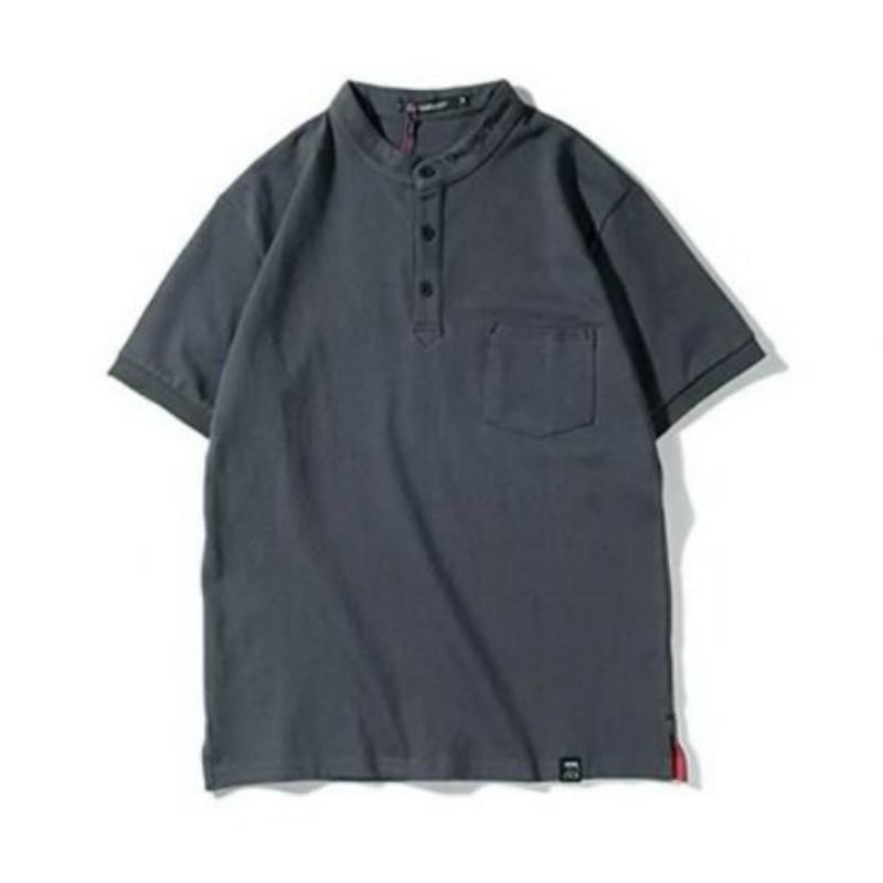 Stand-up Collar Men's Pure Cotton    Shirt Tide Summer Tide Brand Retro Led Men's Short-sleeved T-shirt