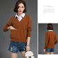 Fake Two-piece Sweater Tops Women's Lapel Pullover Sweater Outer Wear all-mach Loose Short Thick Knitted Sweater OL Style Office Ladies Workwear