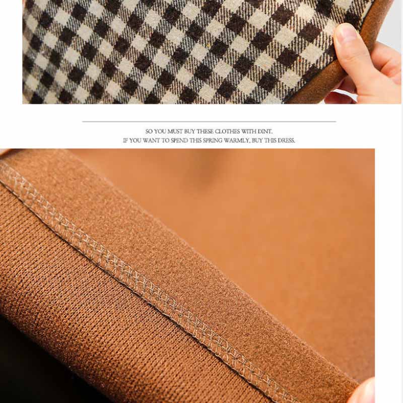 Plus Size Women's Autumn and Winter Look Thin Fake Two-piece Leggings Plus Velvet Thick Fat Sister Plaid Woolen Wide-leg Pants