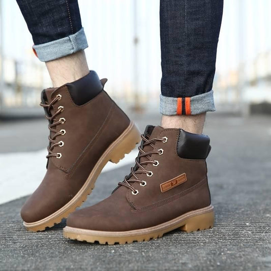 Fashion Men's Martin Boots Motorcycle Ankle Boots for Man Winter High Cut Tooling Shoes Booties Male