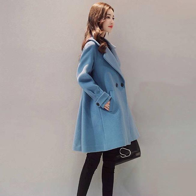Winter Coat Slim Lace Overcoat Women Woolen Jacket 2019 Casual Long Sleeve Women Woolen Jacket