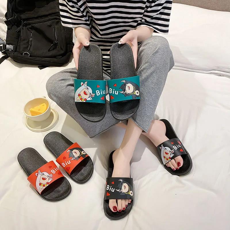 Slippers Female Summer Wear Cartoon Cute Korean Students All-match Home Non-slip Indoor Sandals and Slippers