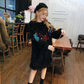 Autumn and Winter Fashion Loose Coat Half High Neck Sequined Tassel Sweater Mid-length Base Dress Women