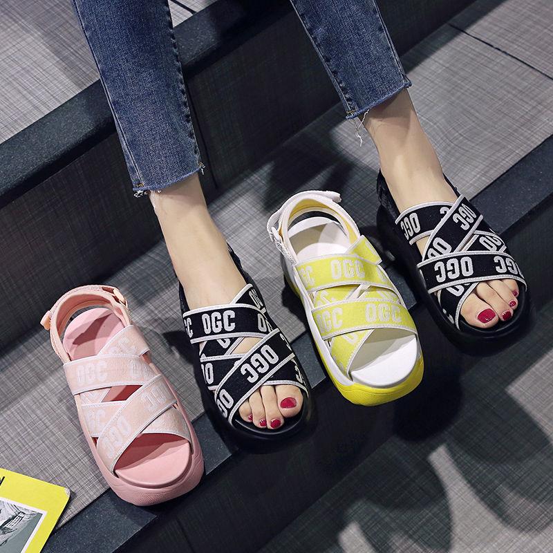 Sports Sandals 2020 Summer Women's Shoes European Station Thick Bottom Muffin Daddy Wild Velcro Roman Shoes Tide