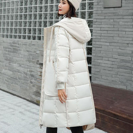 Down Padded Jacket Winter Women's Mid-length Loose Straight-leg Temperament Padded Jacket Plus Size Korean Padded Coat