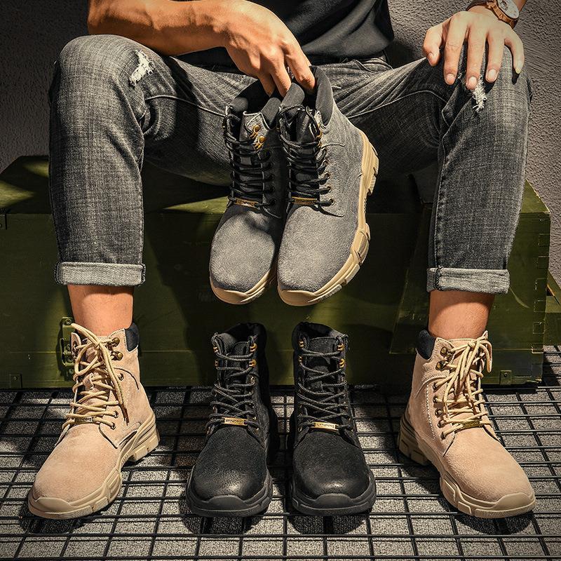 Men's Martin Boots Men Leather Shoes British Style High-top Shoes Men Desert Boots Casual Shoes