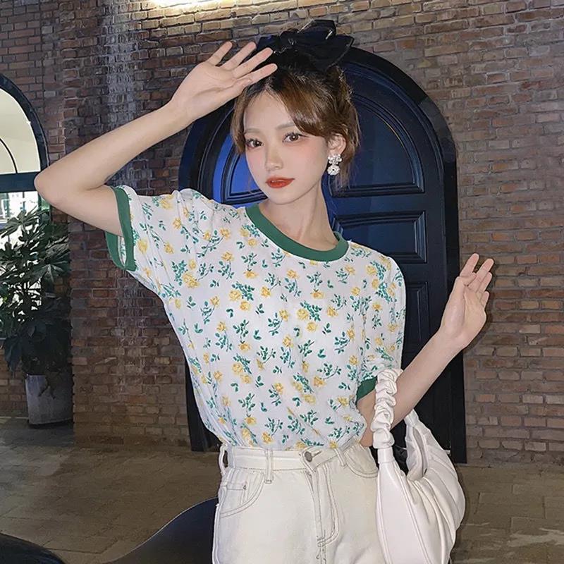 Women's Summer Versatile Printed Short Sleeve Loose Top T-Shirt