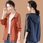 Women's Hooded Baseball Jacket Spring Casual Jacket Loose Top Solid Color Zipper Anti-wrinkle Jacket