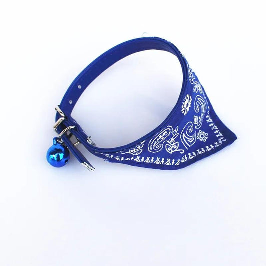 Pet Dog Puppy Cat Neck Scarf Adjustable Bandana Collar Neckerchief Pet Bell Triangle Scarf Cat PU Collar Dog Saliva Scarf Small Dog Pet Accessories