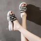 35-40 Summer Women All-match Shiny Slippers Outdoor Pearl High Heels Sandals Bohemian Beach Wear-resistant Non-slip Slippers Wedge Platform Sandals