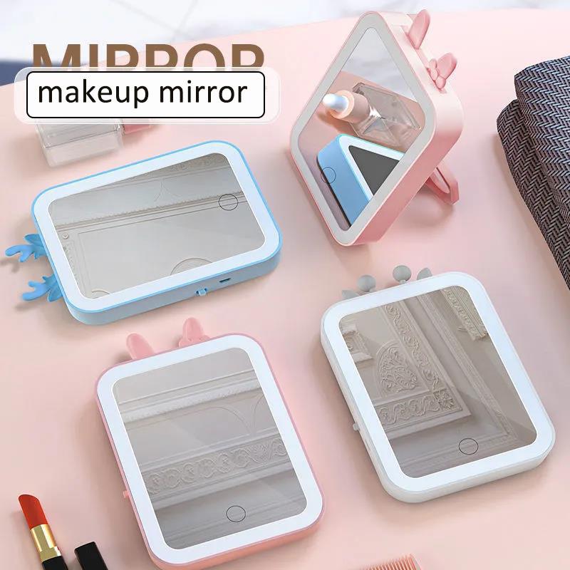 3-layer Lighting LED Makeup Mirror USB Touch Screen Foldable Portable Long-lasting Battery Life