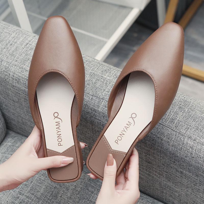 Korean Fashion Half Slippers Female Summer Wear Baotou Net Red Chic Lazy Single Shoes Wild One Pedal Female Slippers