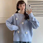 Autumn Winter  Women Fashion Sweater Casual Knitting Sweater  Round Neck Pullovers Loose Casual Long Sleeve Sweater